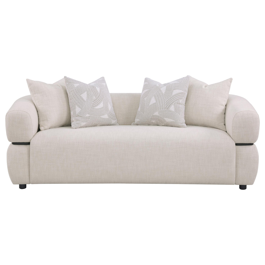 Jeanette 84-inch Fabric Upholstered Round Arm Sofa Beige