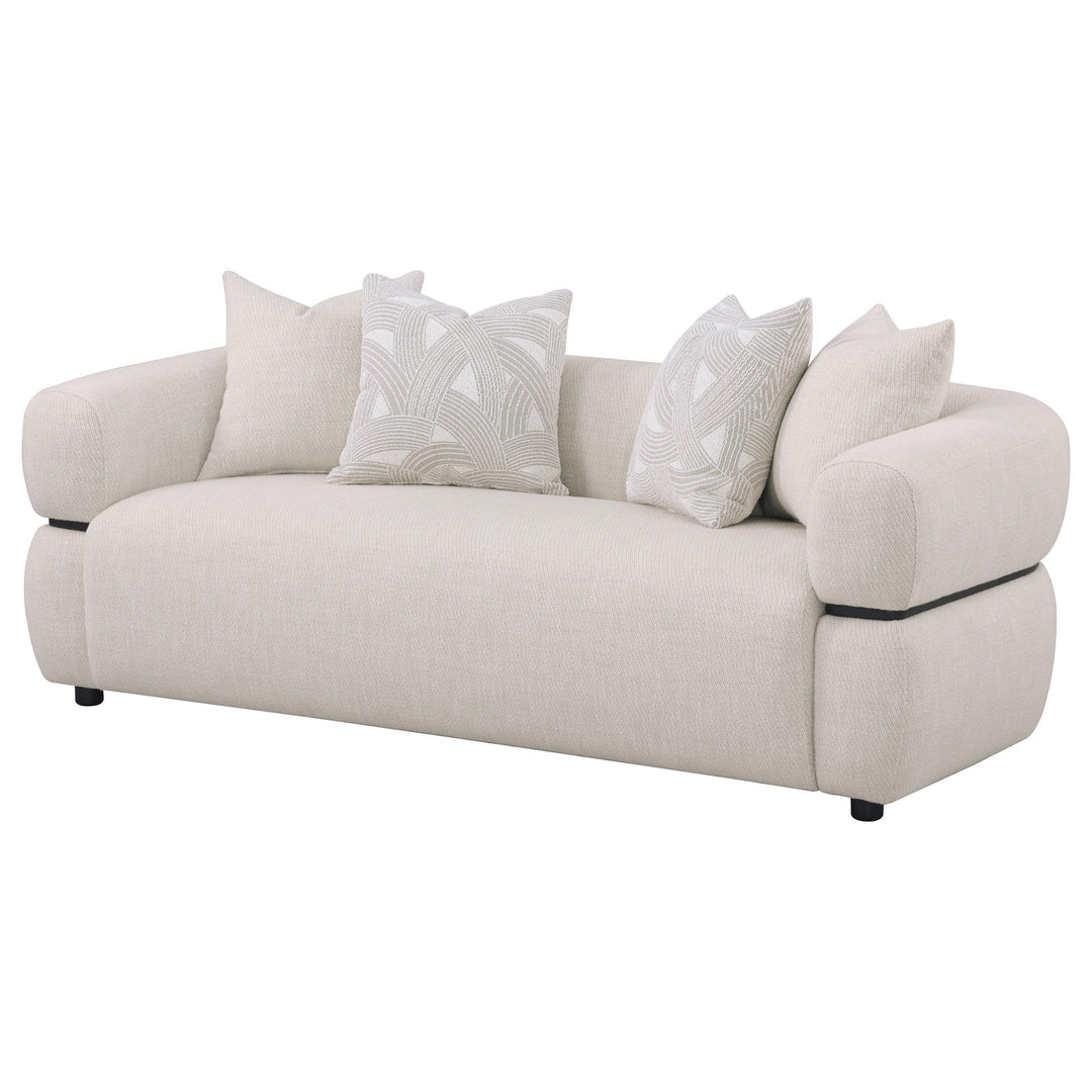 Jeanette 84-inch Fabric Upholstered Round Arm Sofa Beige