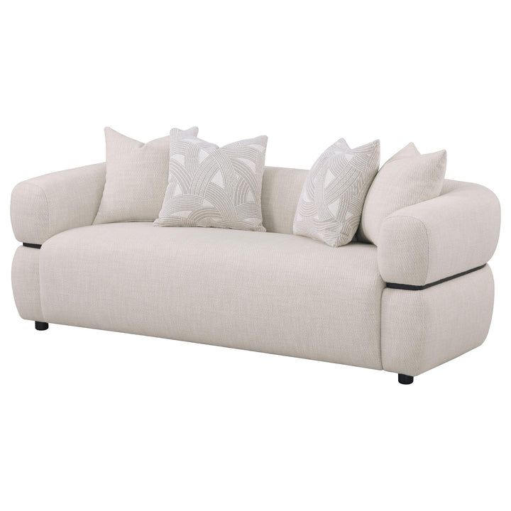 Jeanette 84-inch Fabric Upholstered Round Arm Sofa Beige