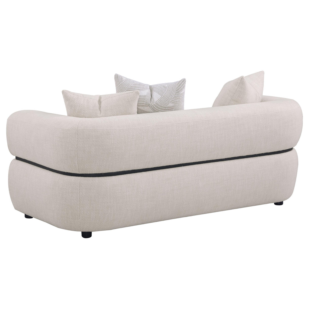 Jeanette 73-inch Fabric Upholstered Round Arm Loveseat Beige