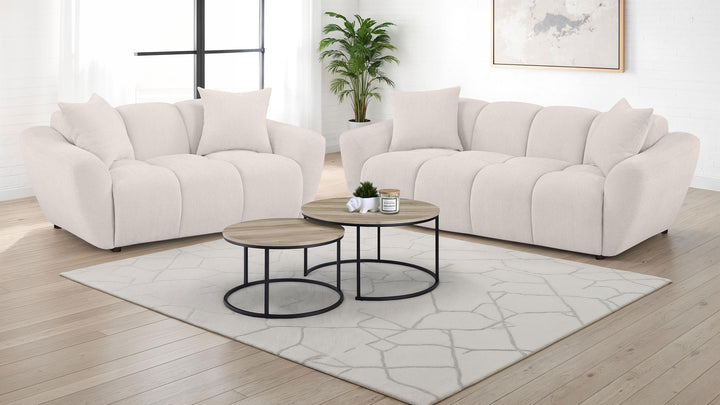 Destino Chenille Upholstered Splayed Arm Loveseat Greige