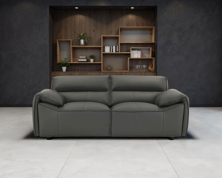 Buxton Top Grain Leather Upholstered Loveseat Graphite