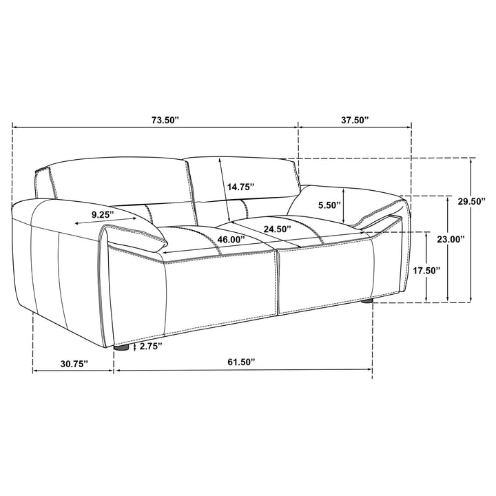 Buxton Top Grain Leather Upholstered Loveseat Graphite