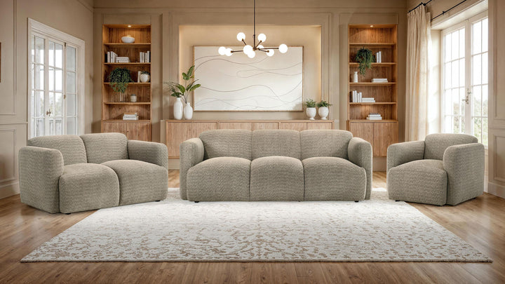 Dorset Fabric Upholstered Round Track Arm Loveseat Brown