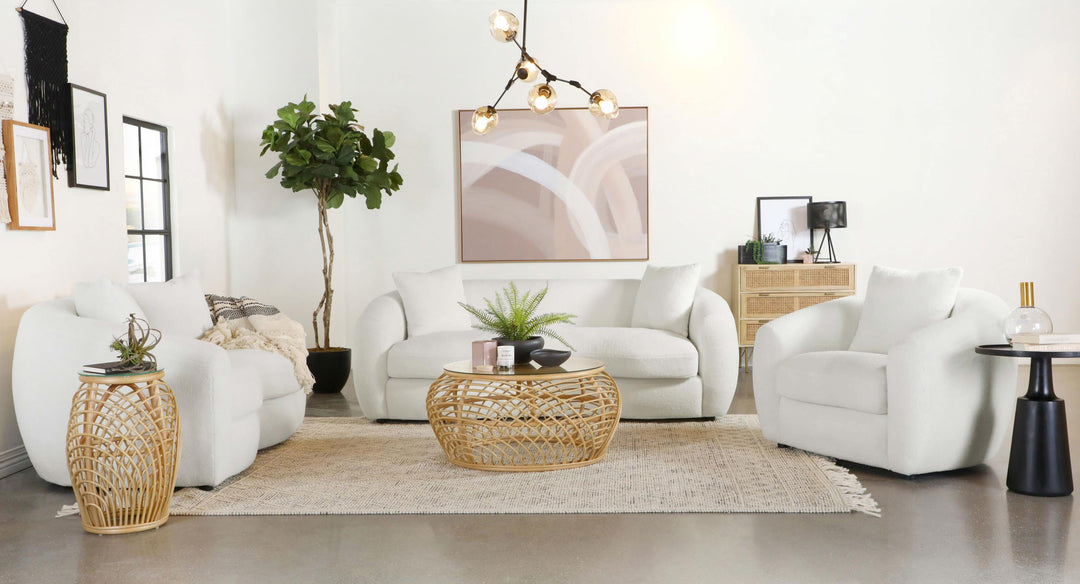 Isabella Faux Sheepskin Upholstered Loveseat Natural