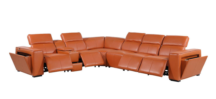 1224 - 7-Piece L-Shaped Sectional Sofa In With 4 Power Recliners &amp; Power Headrests