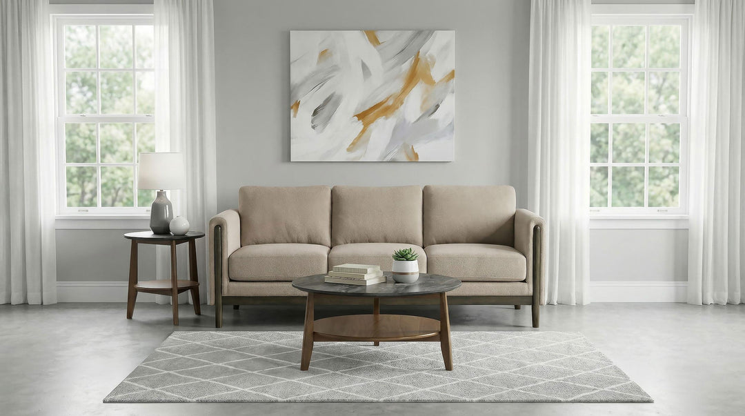 Islington Fabric Upholstered Panel Arm Sofa Taupe