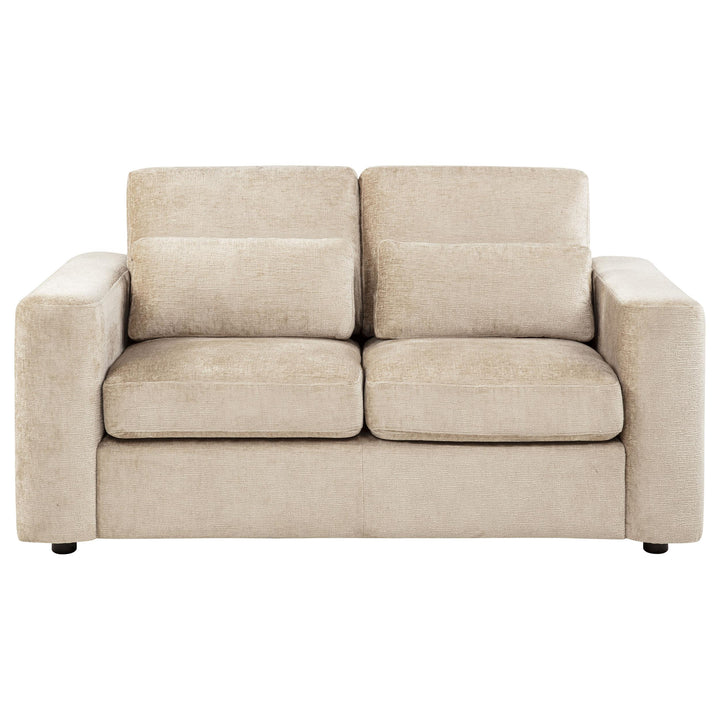 Amador Chenille Upholstered Track Arm Loveseat Camel