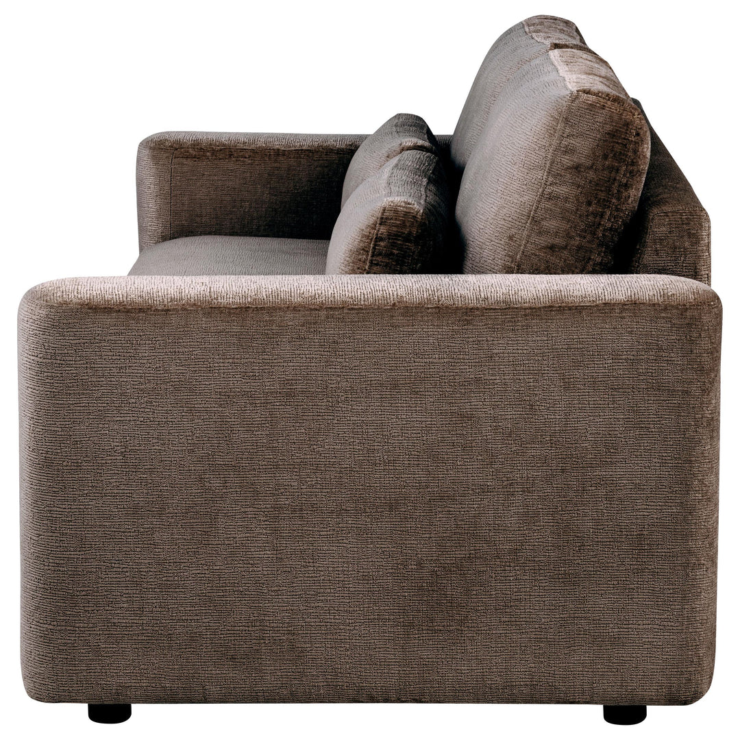 Amador Chenille Upholstered Track Arm Sofa Chocolate