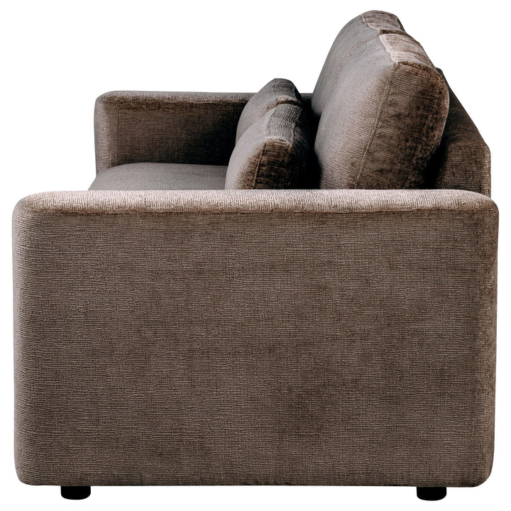 Amador Chenille Upholstered Track Arm Sofa Chocolate