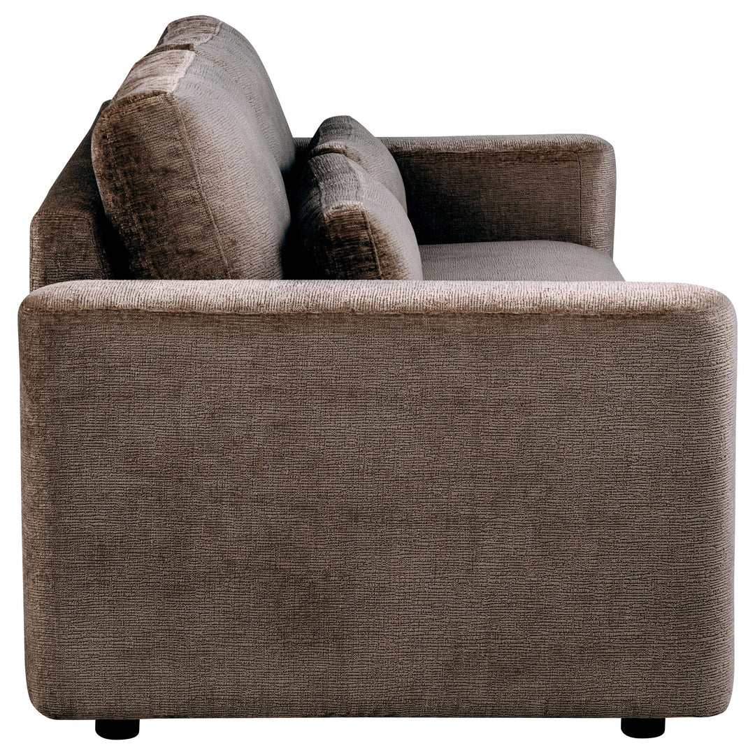 Amador Chenille Upholstered Track Arm Sofa Chocolate