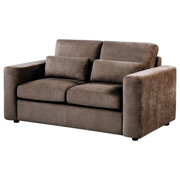 Amador Chenille Upholstered Track Arm Loveseat Chocolate