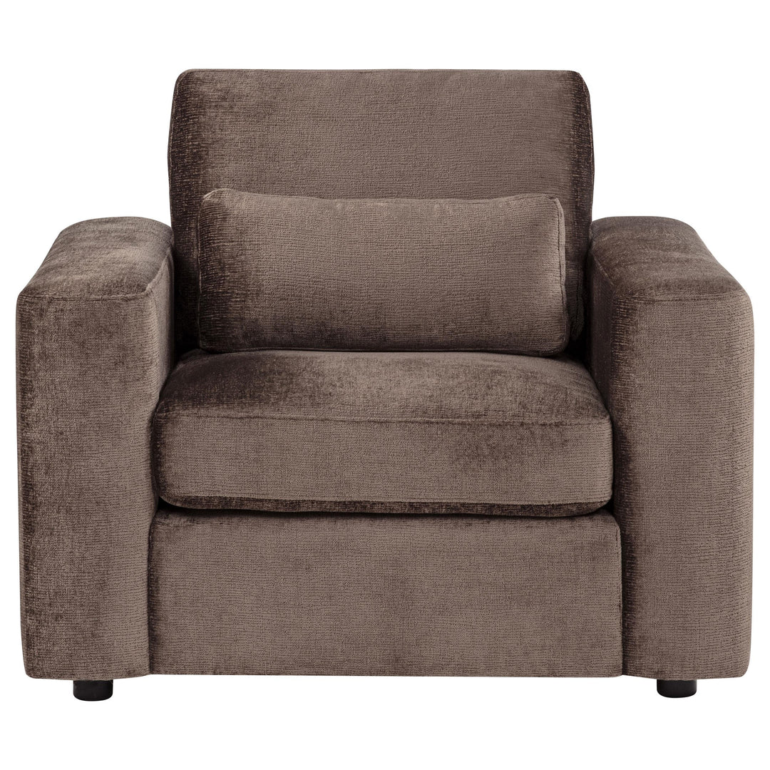 Amador Chenille Upholstered Track Arm Accent Chair Chocolate