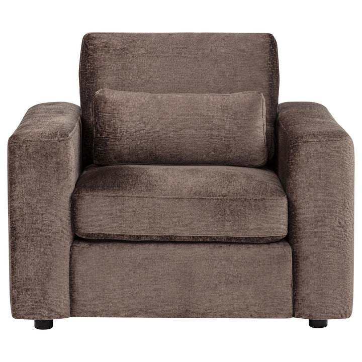 Amador Chenille Upholstered Track Arm Accent Chair Chocolate