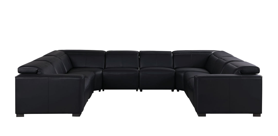1208 - 8 Piece U Shaped Leather Sectional With 4 Power Recliners &amp; Power Headrest