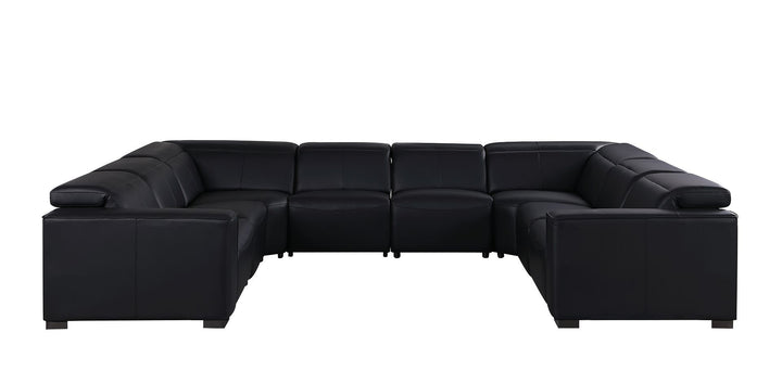 1208 - 8 Piece U Shaped Leather Sectional With 4 Power Recliners &amp; Power Headrest