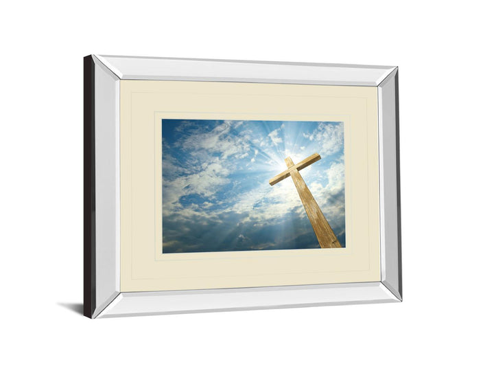 Cross In The Sky By Viadischern - Mirror Framed Photo Print Wall Art - Blue