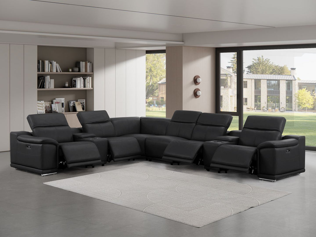 2679 - 8-Piece L-Shaped Power Reclining Sectional In Genuine Leather (4 Recliners)