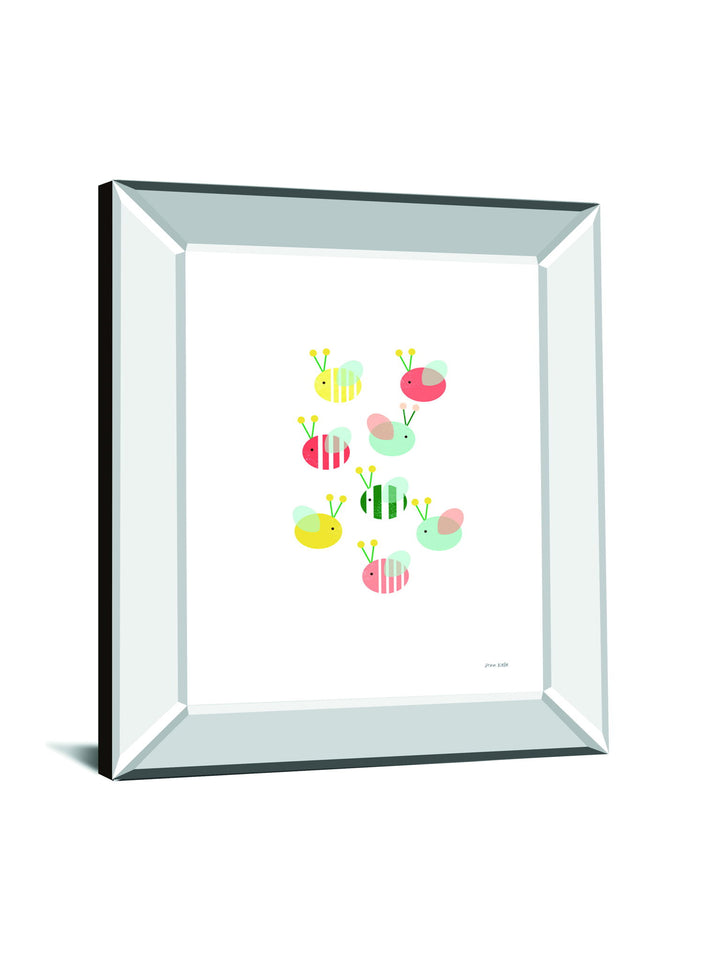 Bumblebee Friends By Ann Kelle - Mirror Framed Print Wall Art - White