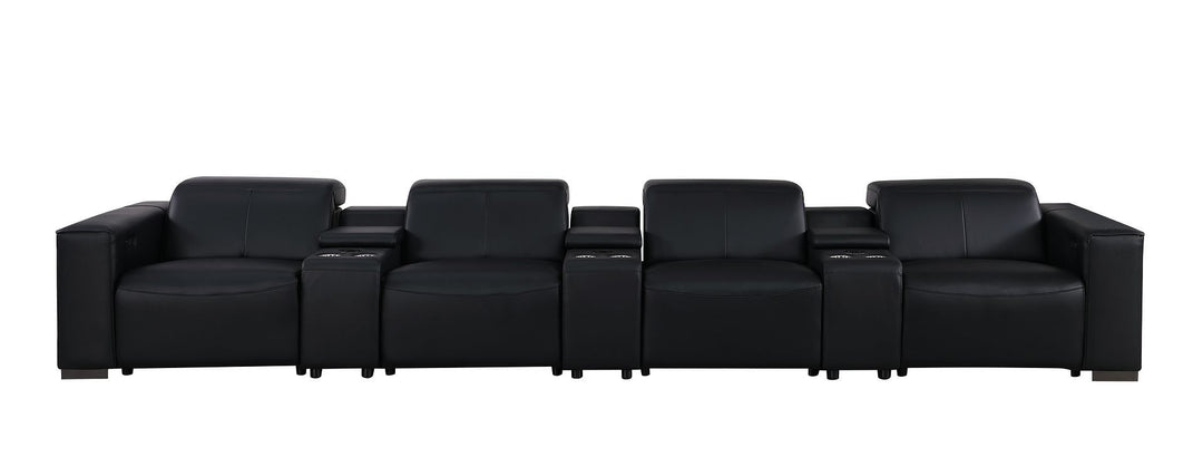 1208 - 7 Piece Leather Sofa With 4 Power Recliners And Power Headrests