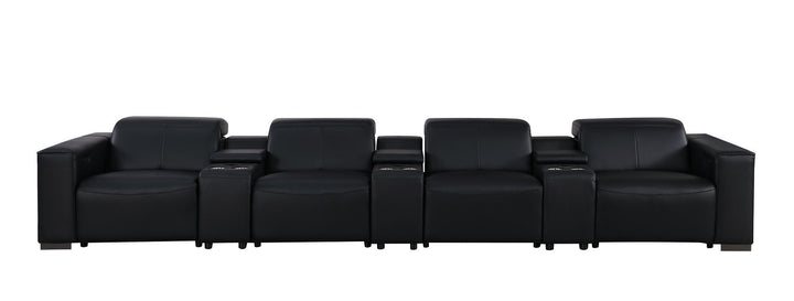 1208 - 7 Piece Leather Sofa With 4 Power Recliners And Power Headrests