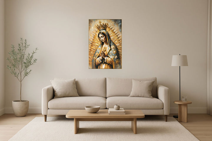 "DIVine Serenity" Hand-Embellished Canvas In Frame - Gold / Gray