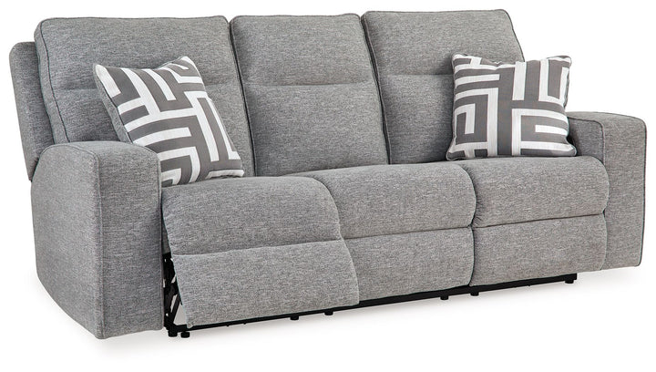 Biscoe - Pewter - Power Reclining Sofa With Adj Headrest