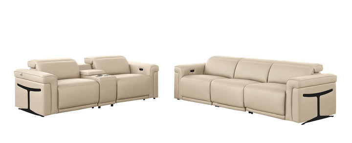 1126 - 6-Piece Modular Power Reclining Sofa And Console Loveseat Set In With 5 Power Recliners &amp; Power Headrests