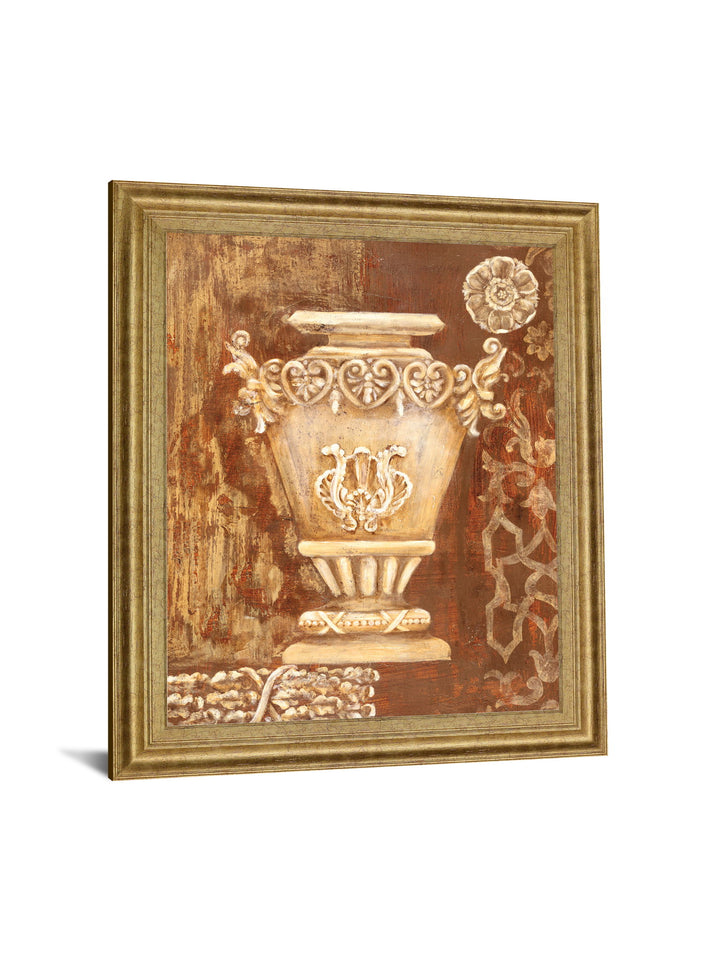 Ornate Taupe Vessel - 28" x 34" Framed Wall Art