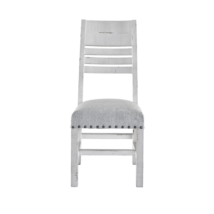 Condesa - Round Dining-White Wooden Back Side Chair (Set of 2) - Distressed White Finish