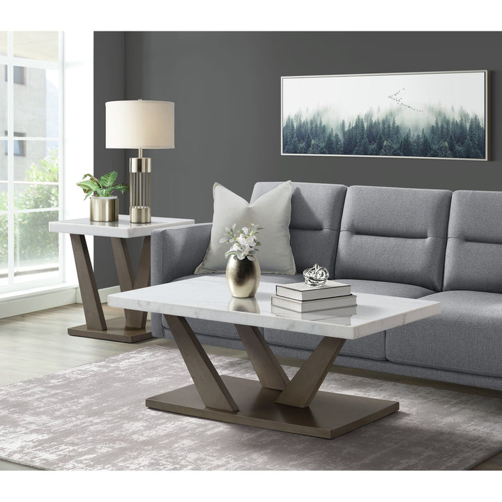 Greta - Square End Table - Gray