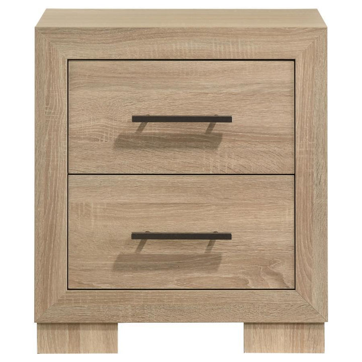 Arielle - 2-Drawer Bedroom Nightstand With Casters - Light Oak