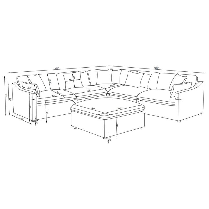 Hobson 6-piece Upholstered Modular Sectional Sofa Ivory