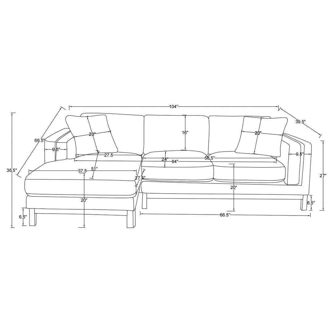 Geneva Boucle Upholstered Sectional Chaise Sofa Sand