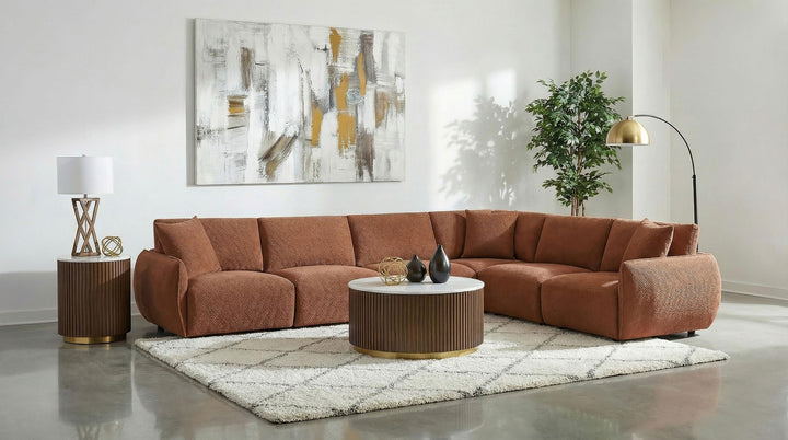 Elysia Chenille Upholstered Modular Corner Chair Coral