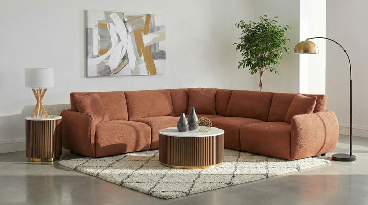 Elysia Chenille Upholstered Modular Corner Chair Coral