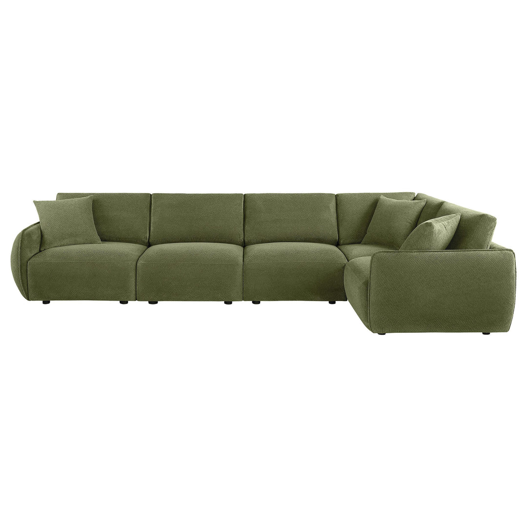 Elysia 5-piece Chenille Upholstered Modular Sectional Sofa Green