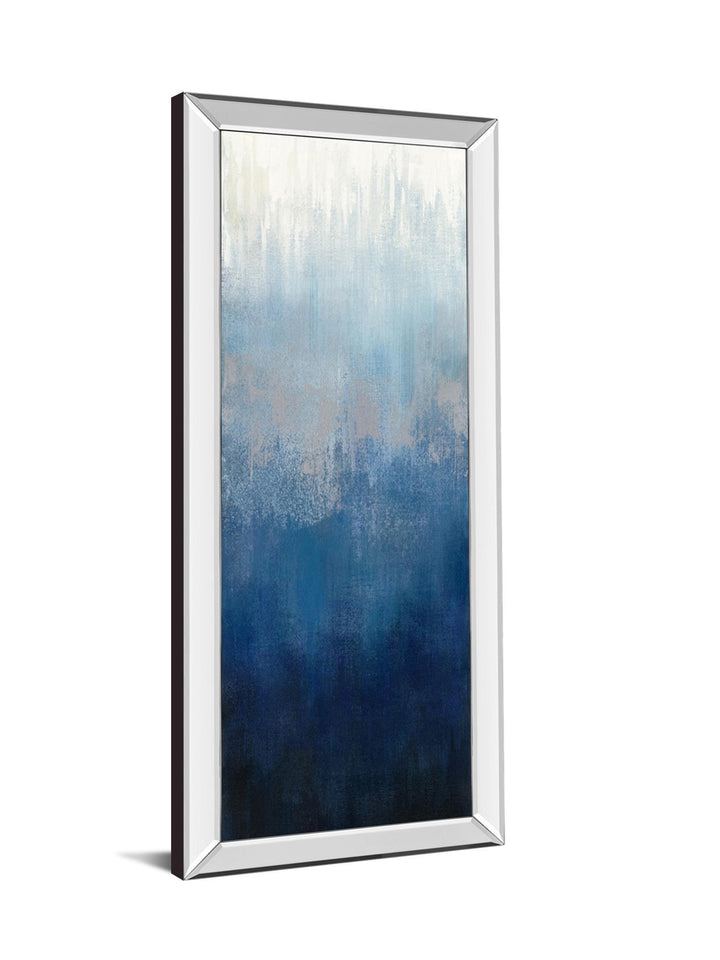 Silver Wave II By Silvia Vassileva - Mirrored Frame Wall Art - Blue