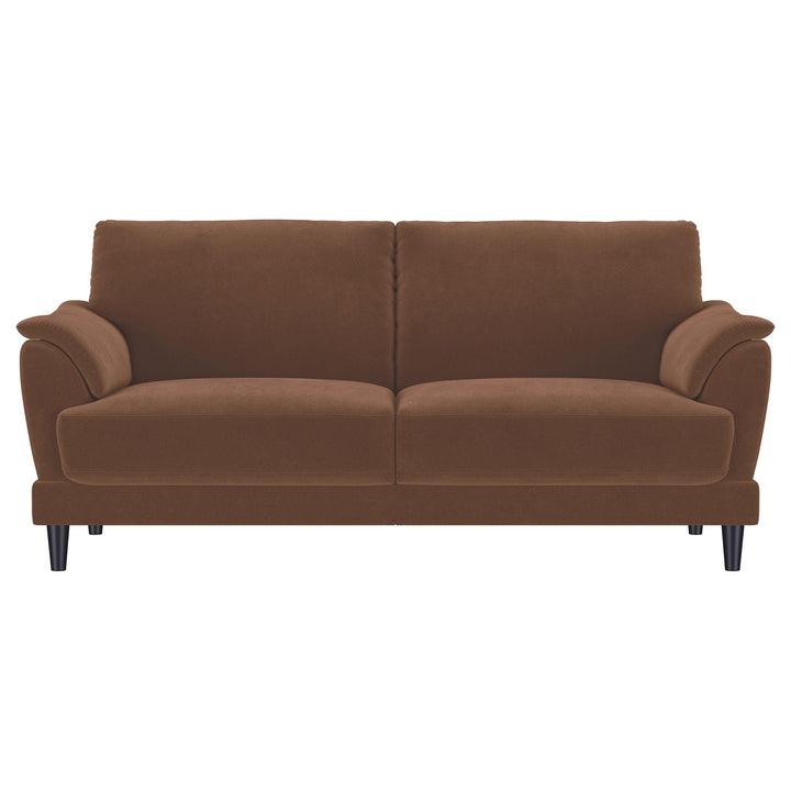 Selma Velvet Upholstered Crescent Arm Sofa Rust