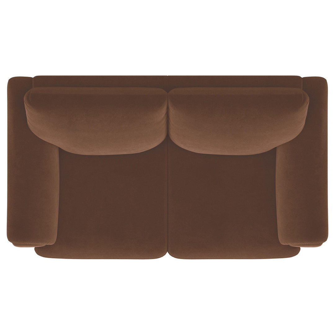 Selma Velvet Upholstered Crescent Arm Loveseat Rust