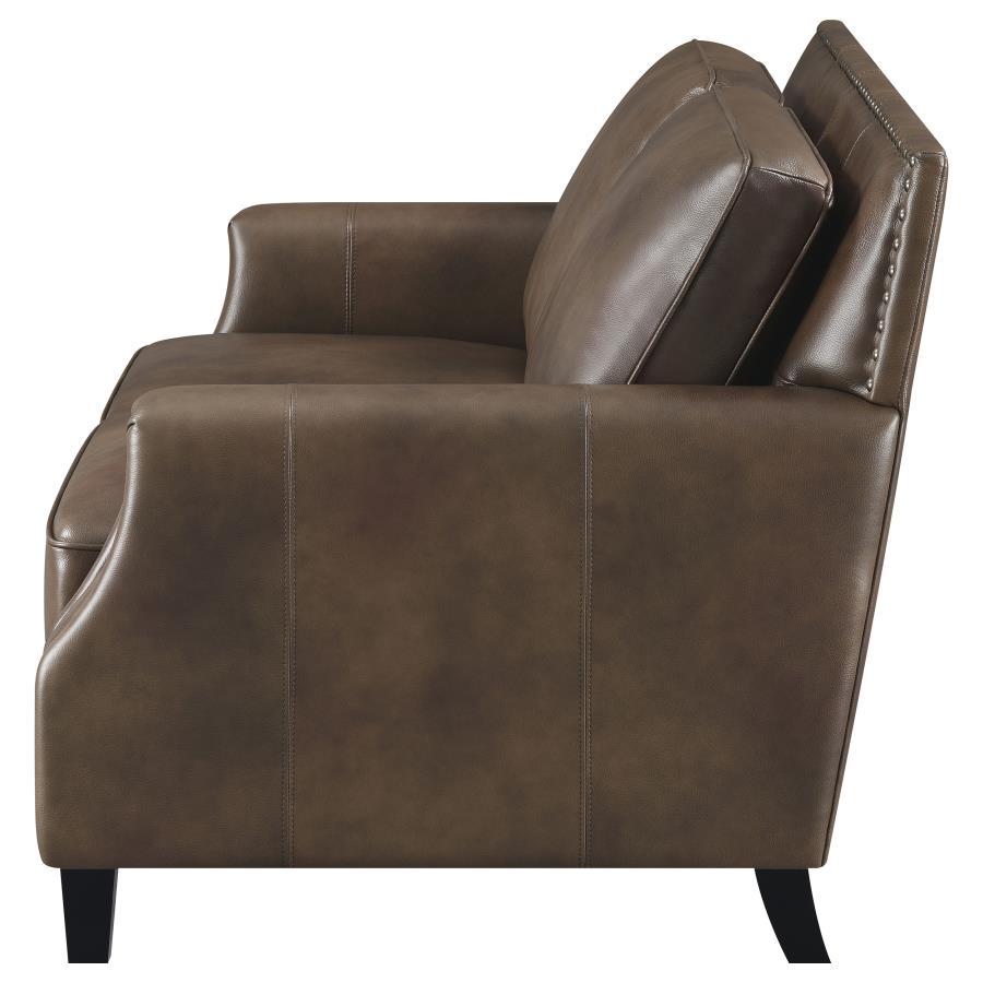 Leaton - Upholstered Recessed Arm Loveseat - Brown Sugar