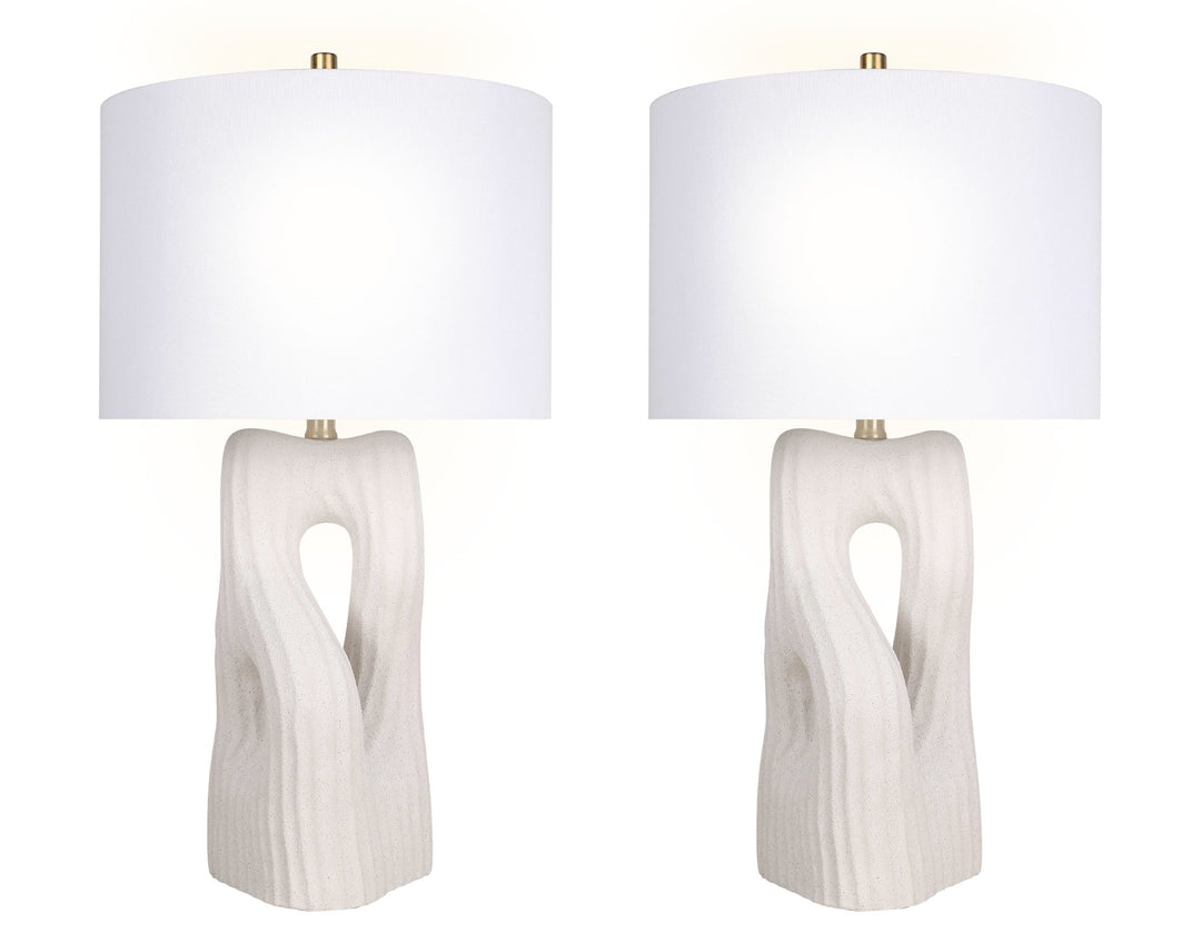 "Eclipse Harmony" Ceramic Table Lamp (Set of 2) - White Rock