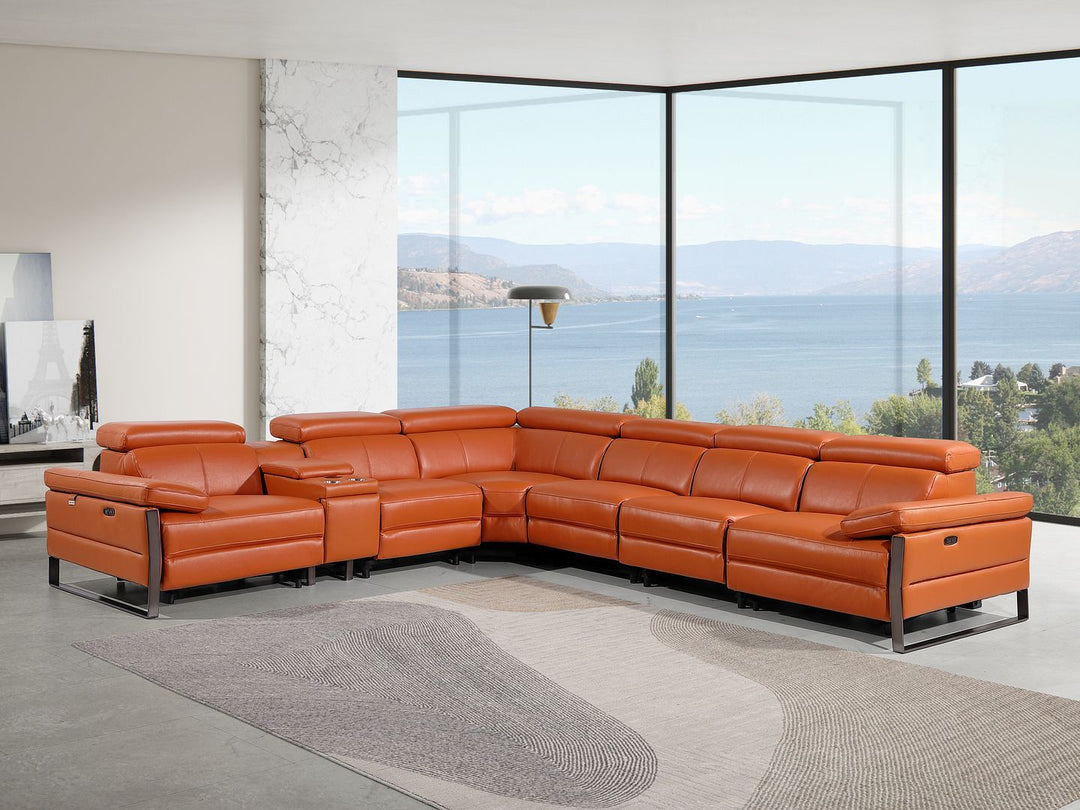 1246 - 7-Piece L-Shaped Modular Power Reclining Sectional With 3 Power Recliners And Power Headrests