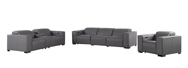 1208 - Modular Leather Set With 5 Power Recliners &amp; Power Headrests