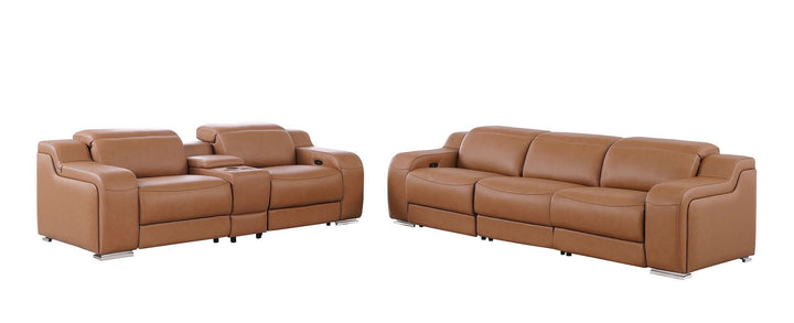 1116 - 6-Piece Modular Power Reclining Sofa And Console Loveseat Set In With 5 Power Recliners &amp; Power Headrests