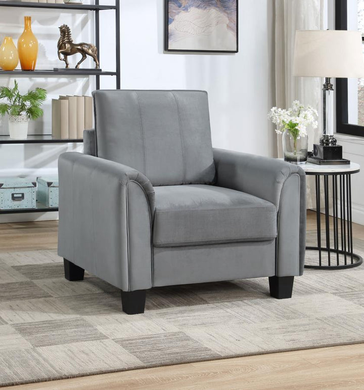 Davis - Upholstered Rolled Arm Accent Chair - Gray