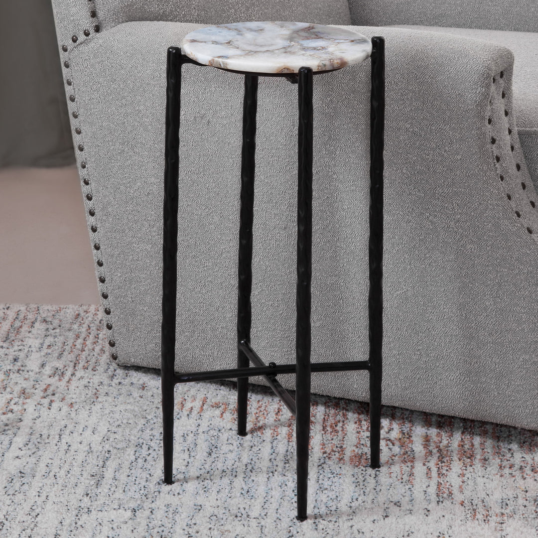 Octavio - Agate Top Chairside Table - White