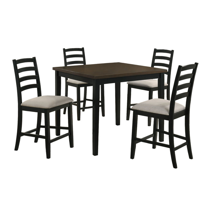 Tulane - 5 Piece Dining Set (Counter Table &amp; 4 Counter Chairs) - Oak &amp; Black