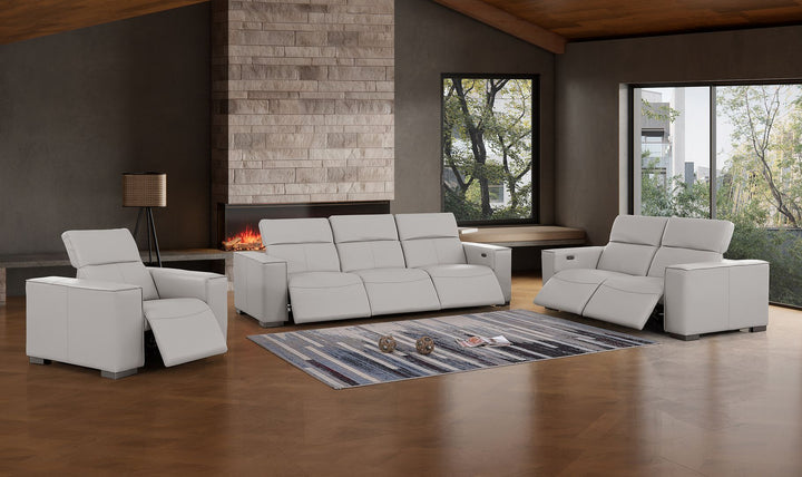 1208 - Leather Reclining Set (Sofa, Loveseat &amp; Chair With 6 Power Recliners)