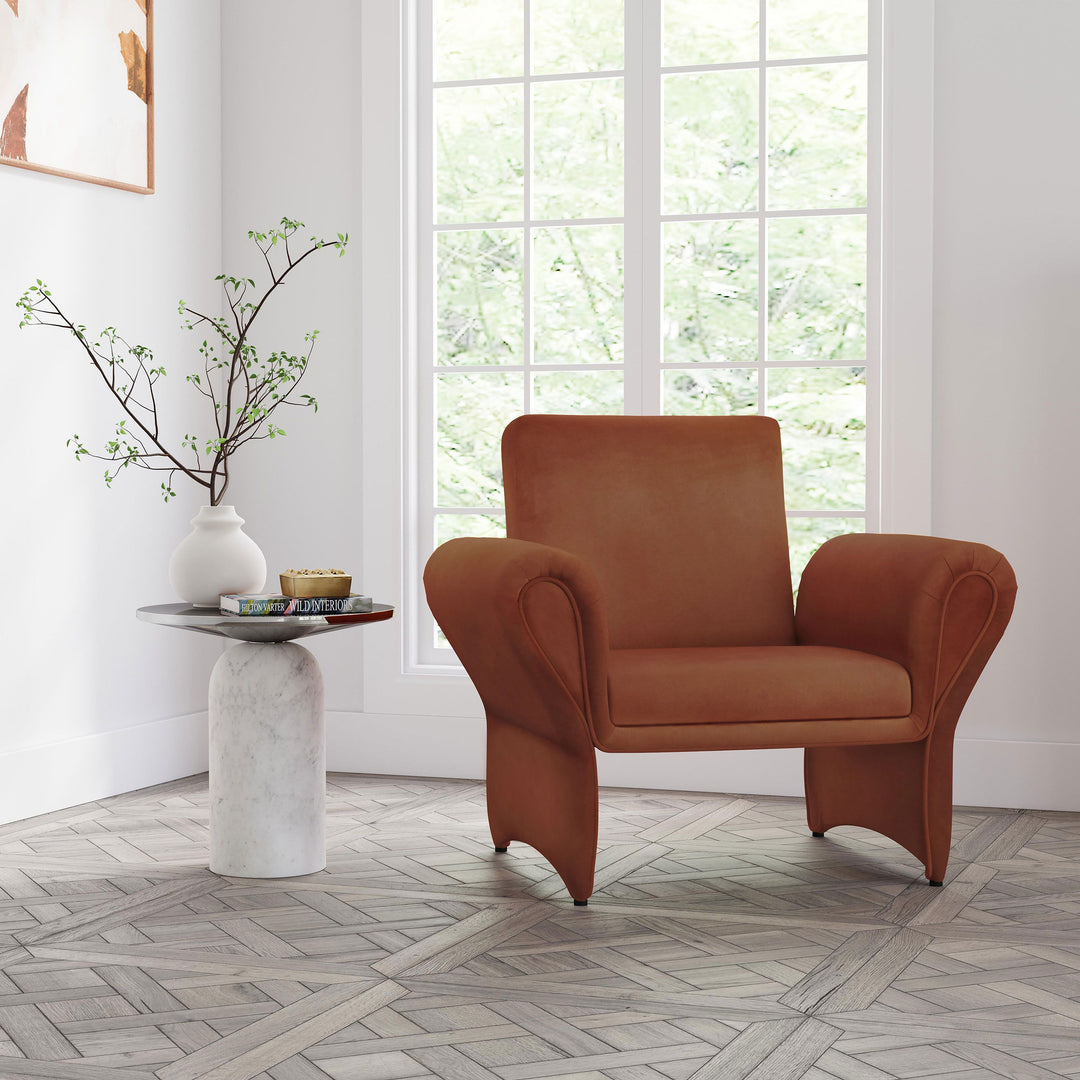 Liana - Upholstered Roll Arm Accent Armchair - Rust